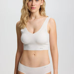 ISETTA BONDED COMFORT HIGH WAISTED BRIEF WHITE STONE FRONT CLOSE UP