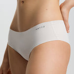 White underwear with brand logo on a plain background